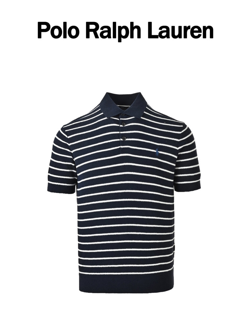 Ralph Lauren Navy & White Striped Polo Shirt view