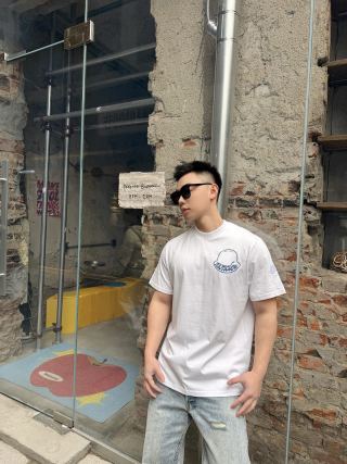 White Short Sleeve T-Shirt with Chest Logo Print view 6