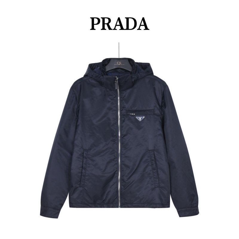 Prada Black Nylon Hooded Puffer Jacket