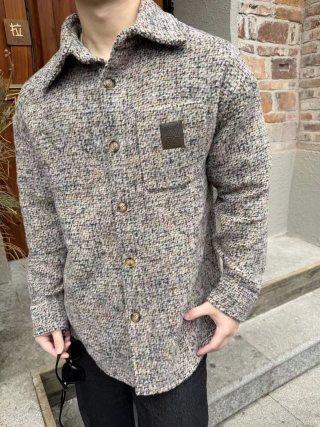Stone Island Grey Wool Blend Overshirt Jacket