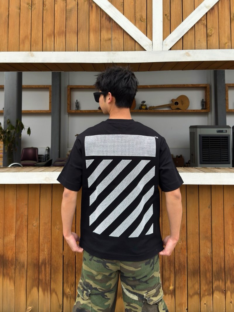 Black Oversized Graphic T-Shirt with Rhinestone Stripe Print view