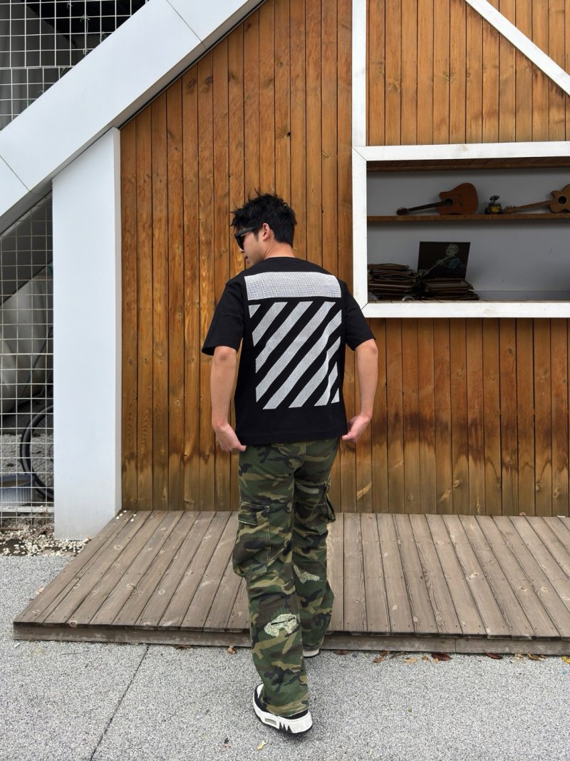 Black Oversized Graphic T-Shirt with Rhinestone Stripe Print view
