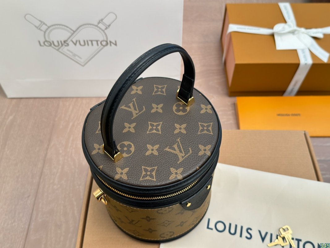 Louis Vuitton Monogram Canvas Cylinder Bucket Bag Black & Tan view