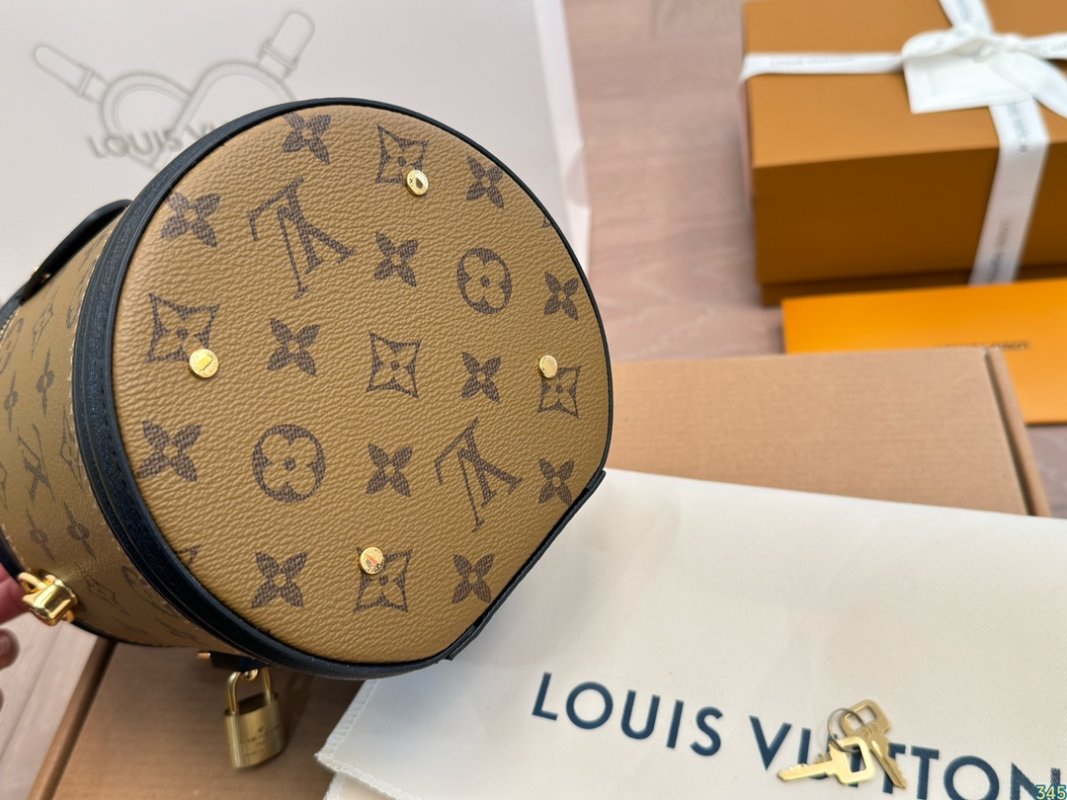 Louis Vuitton Monogram Canvas Cylinder Bucket Bag Black & Tan view