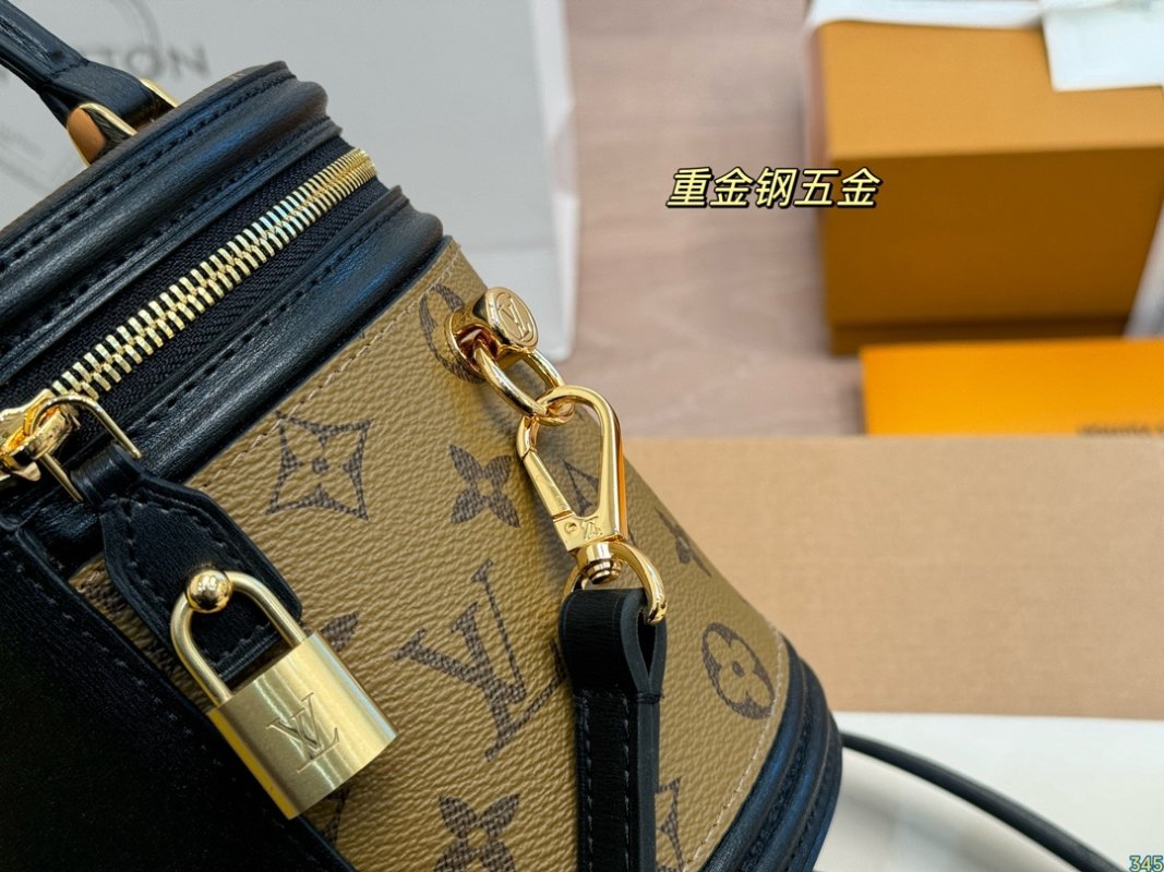 Louis Vuitton Monogram Canvas Cylinder Bucket Bag Black & Tan view