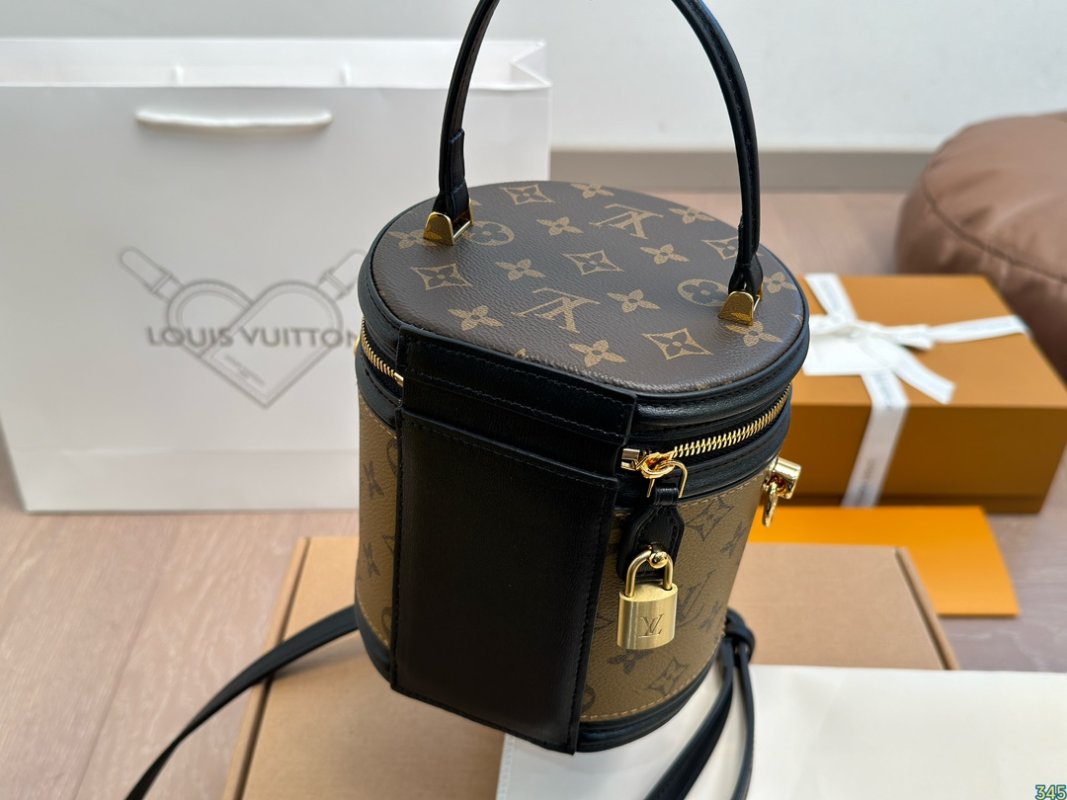 Louis Vuitton Monogram Canvas Cylinder Bucket Bag Black & Tan view