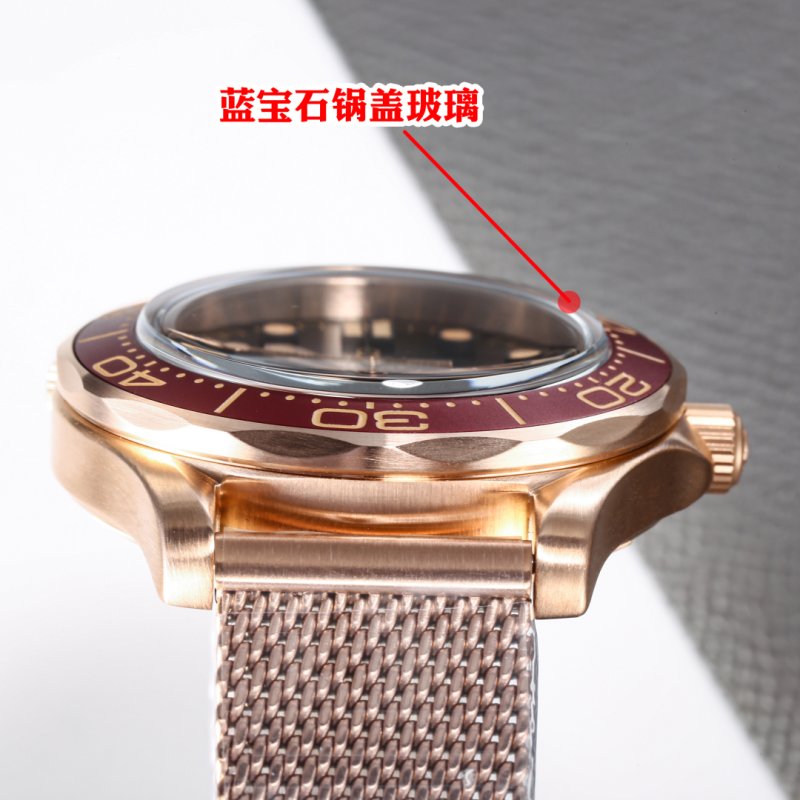 Omega Seamaster 300M Bronze & Burgundy Dive Watch view
