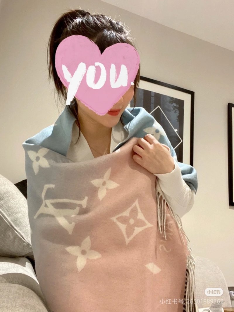 Louis Vuitton LV Gradient Monogram Cashmere Scarf with Tassel - Beige