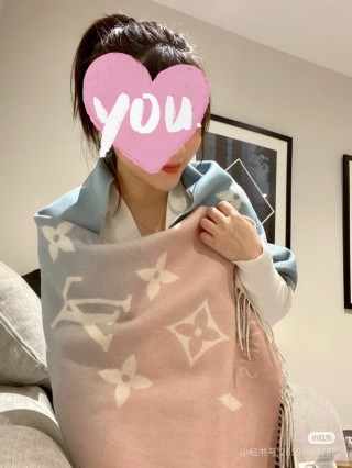 Louis Vuitton LV Gradient Monogram Cashmere Scarf with Tassel - Beige