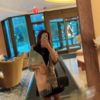 Louis Vuitton LV Gradient Monogram Cashmere Scarf with Tassel - Beige view 4