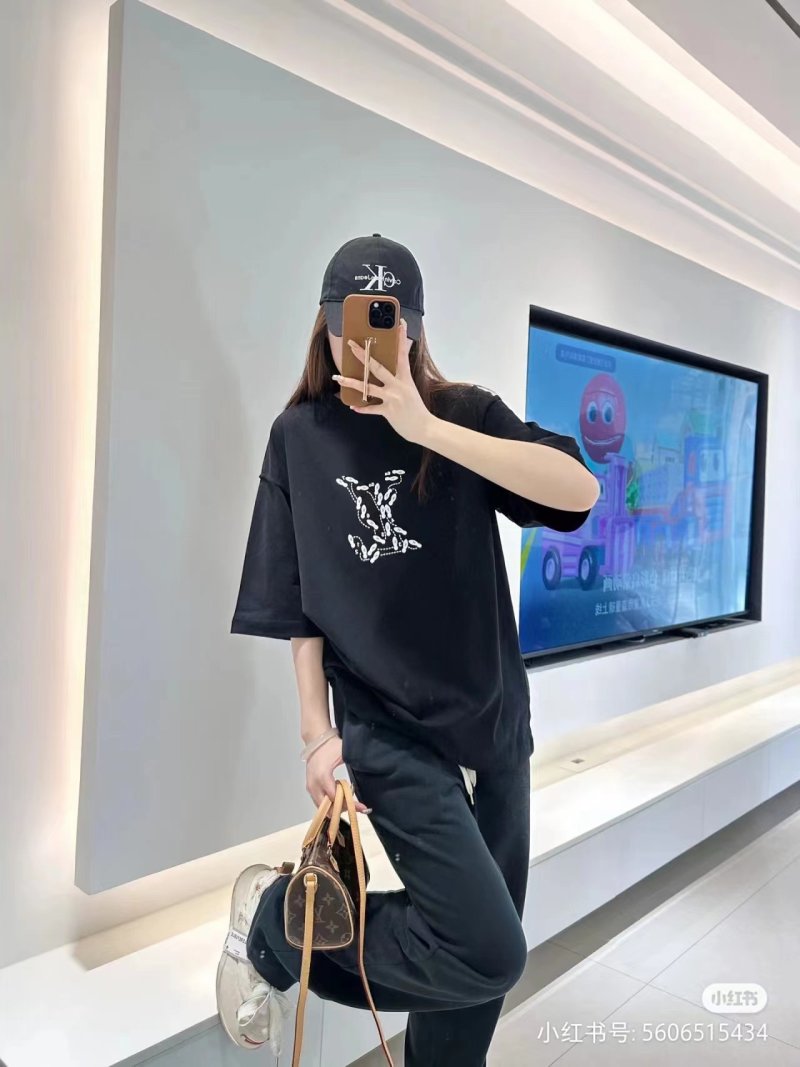 Black Oversized Graphic T-Shirt with Monogram Print