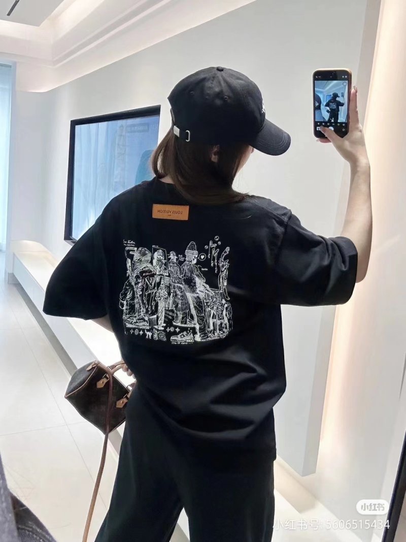 Black Oversized Graphic T-Shirt with Monogram Print view