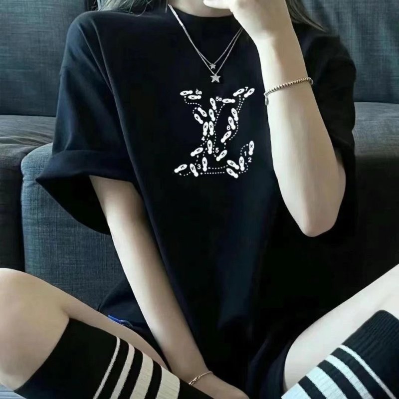 Black Oversized Graphic T-Shirt with Monogram Print view