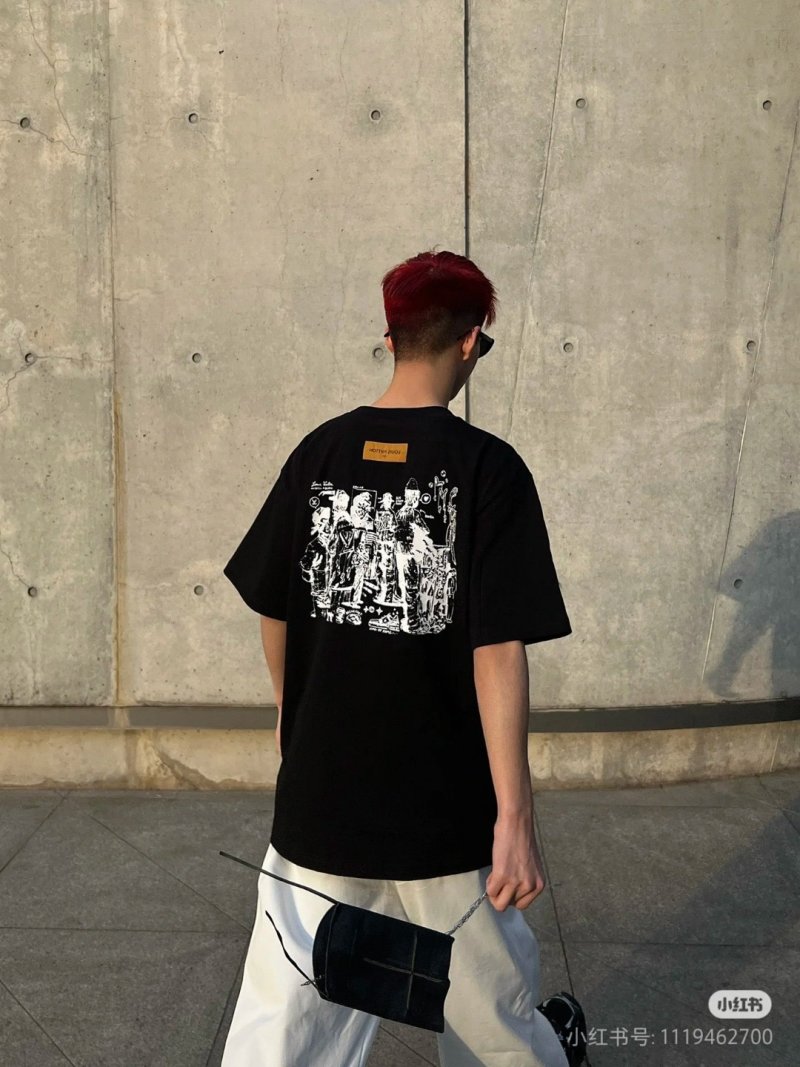 Black Oversized Graphic T-Shirt with Monogram Print view