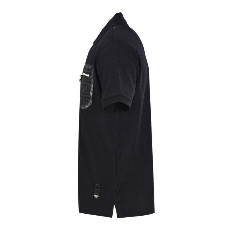 Fendi Black Polo Shirt with Monogram Chest Pocket view