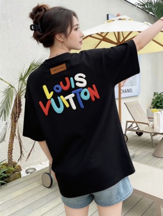 Louis Vuitton Colorful Logo Black T-Shirt