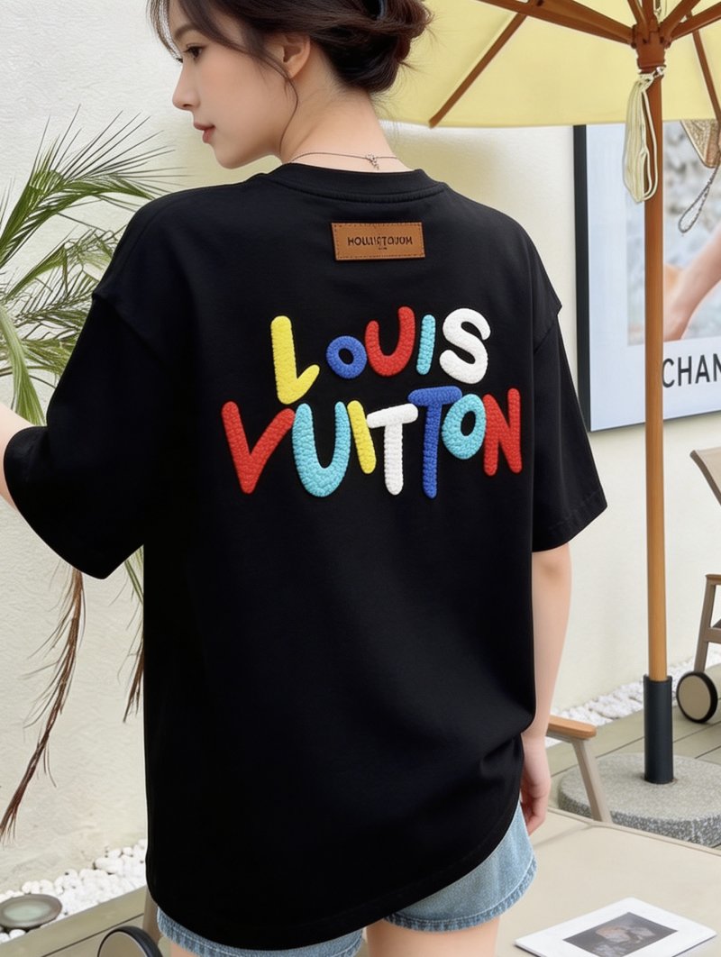 Louis Vuitton Colorful Logo Black T-Shirt view