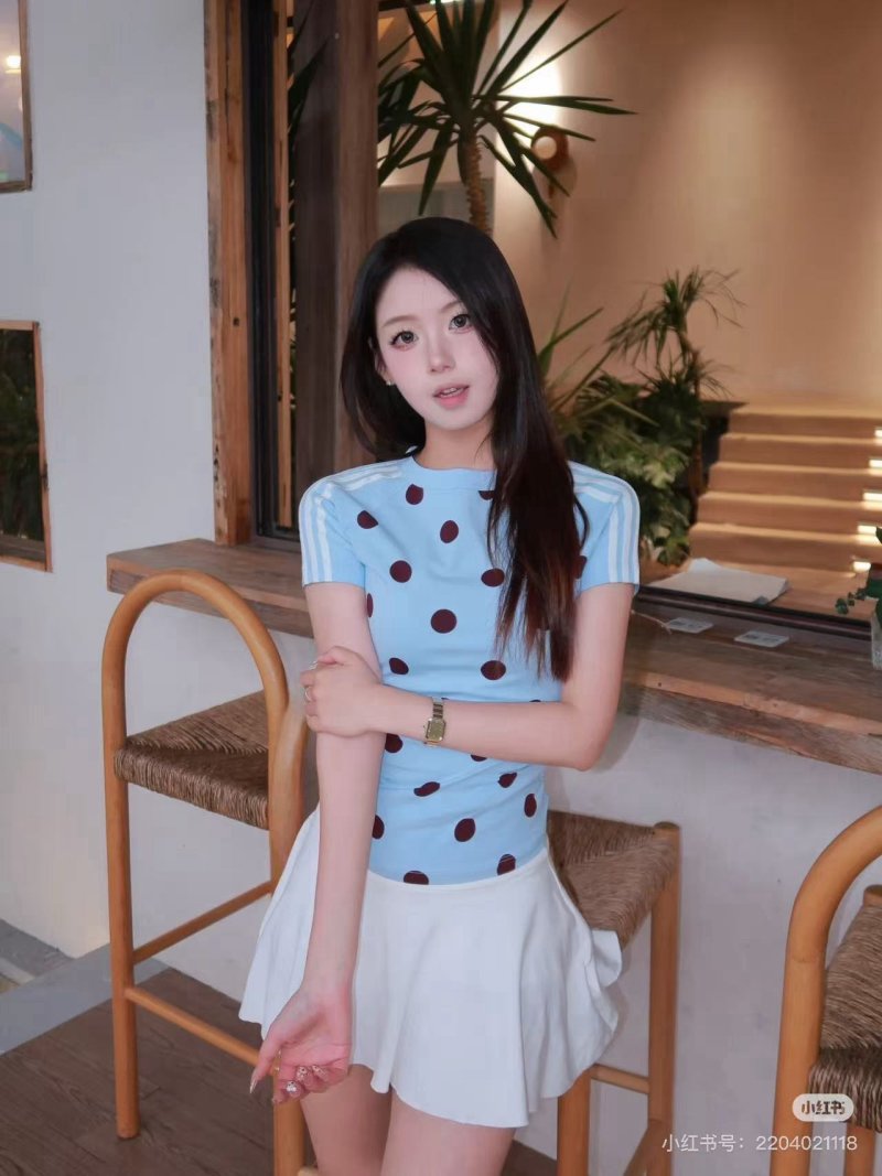 Light Blue Polka Dot Short Sleeve T-Shirt view