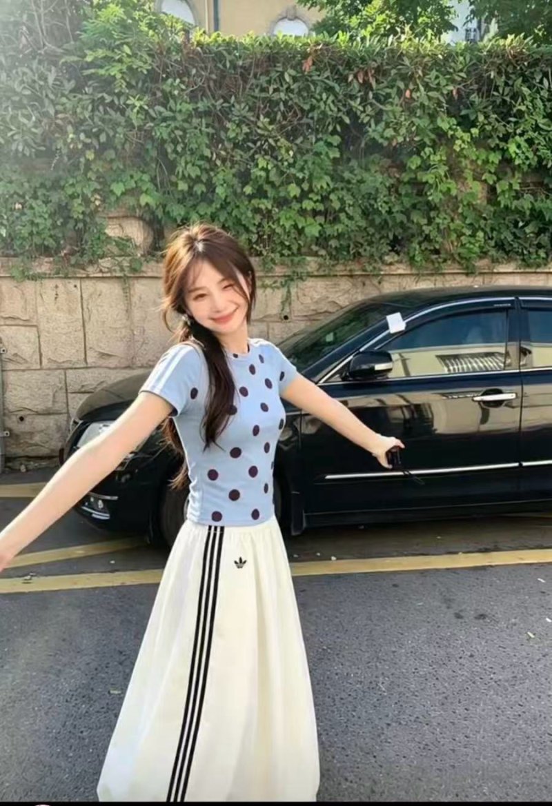 Light Blue Polka Dot Short Sleeve T-Shirt view