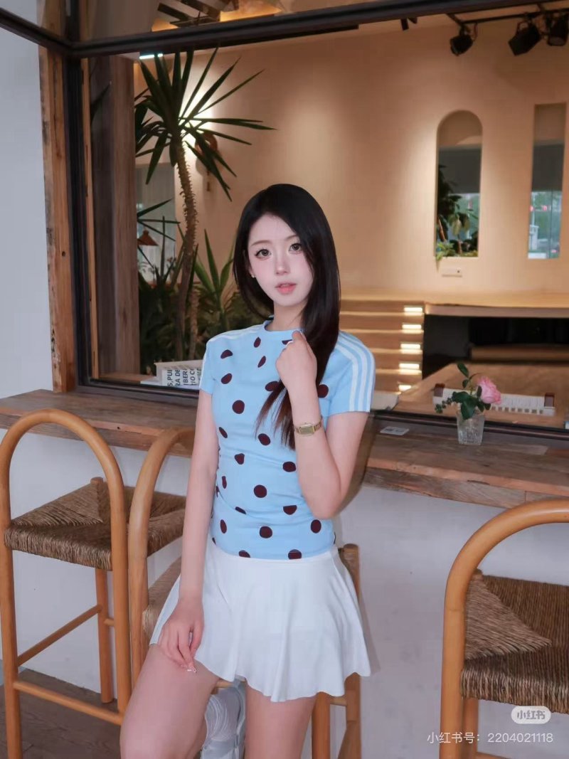 Light Blue Polka Dot Short Sleeve T-Shirt view