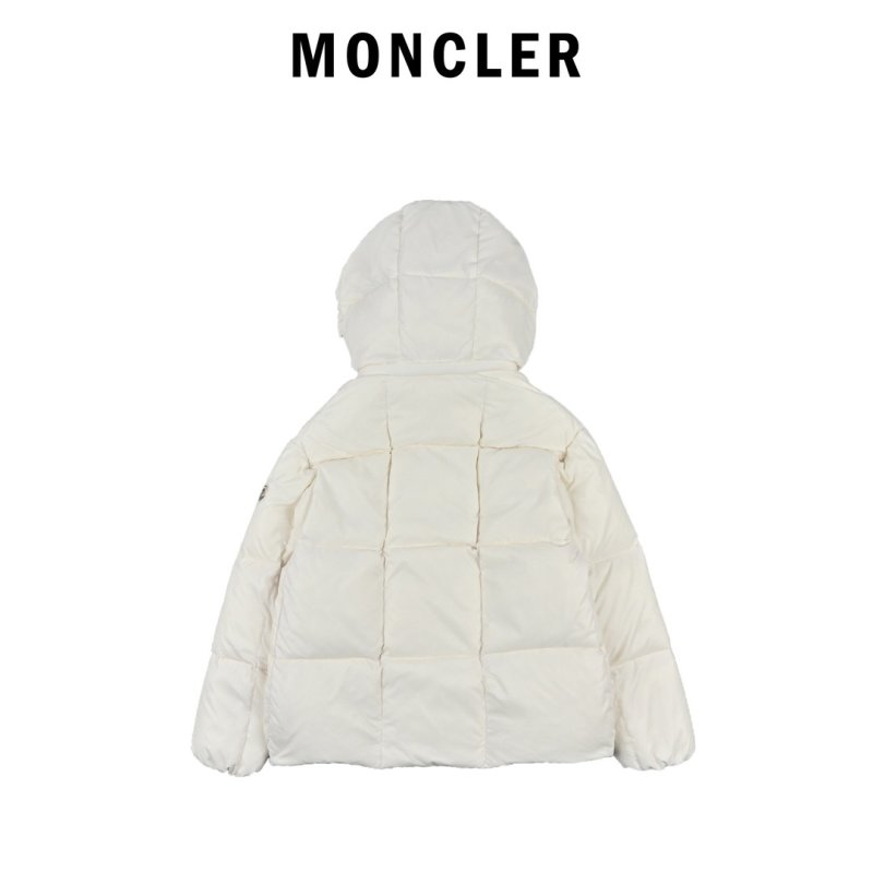 Cream & Pink Puffer Down Jacket with Hood view