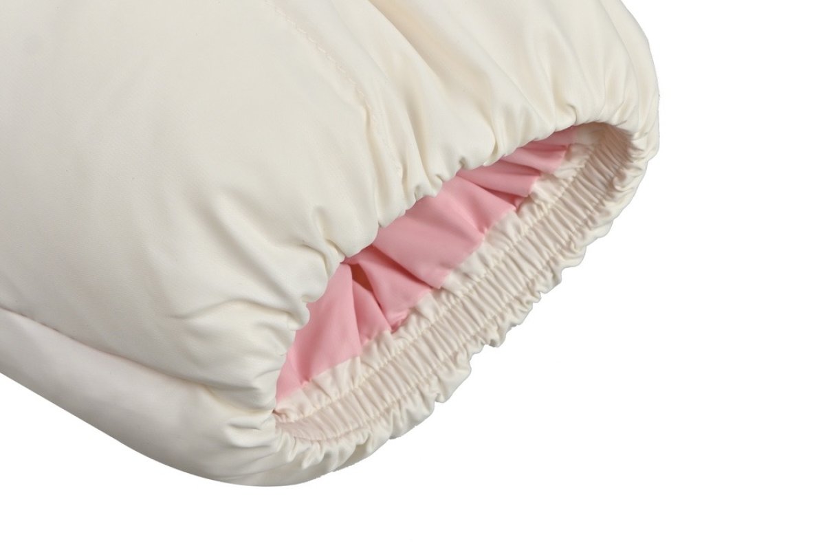 Cream & Pink Puffer Down Jacket with Hood view