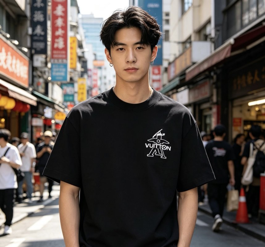 Louis Vuitton Monogram Print Black T-Shirt