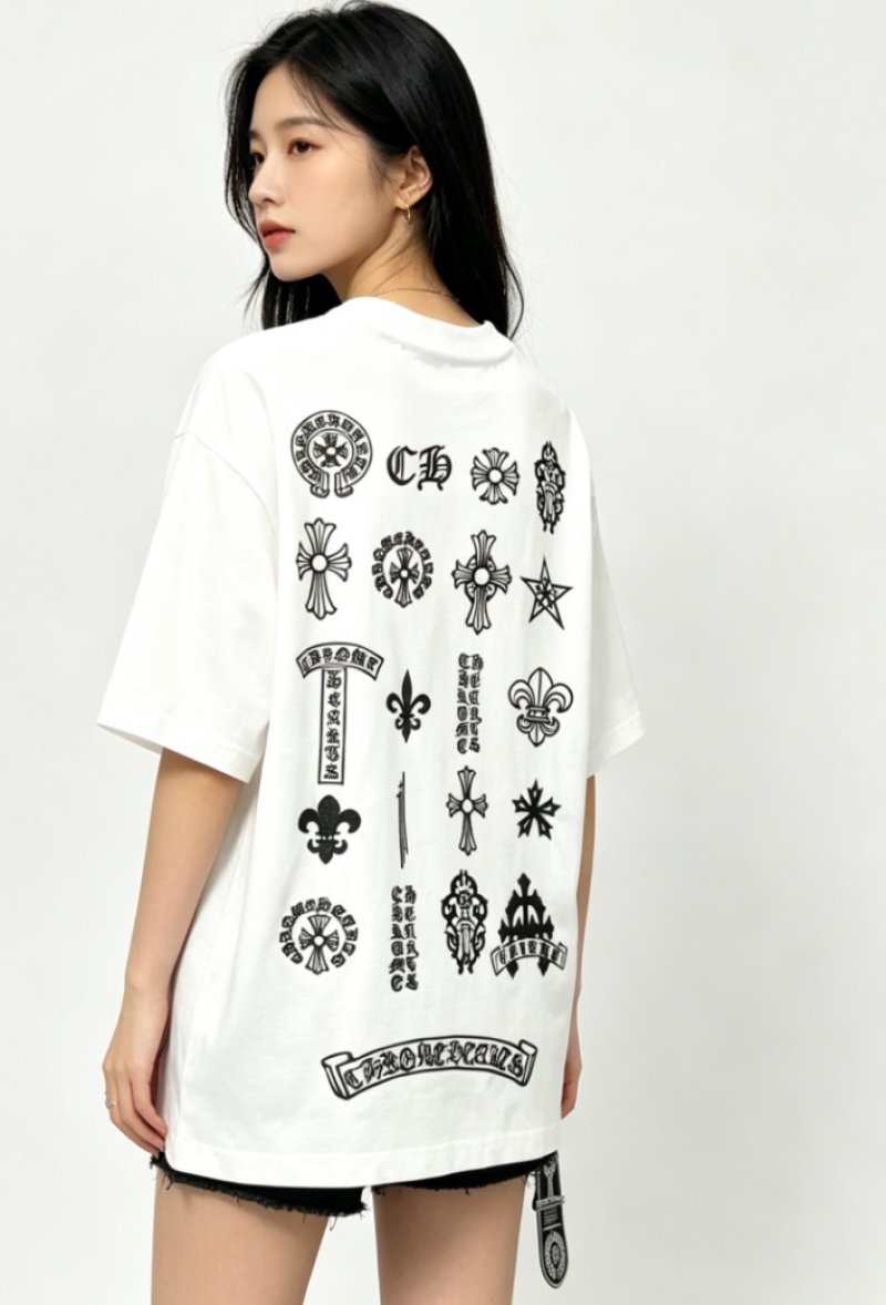Chrome Hearts White Multi-Symbol Back Print T-Shirt