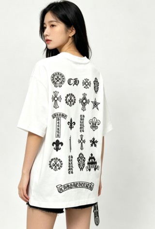 Chrome Hearts White Multi-Symbol Back Print T-Shirt