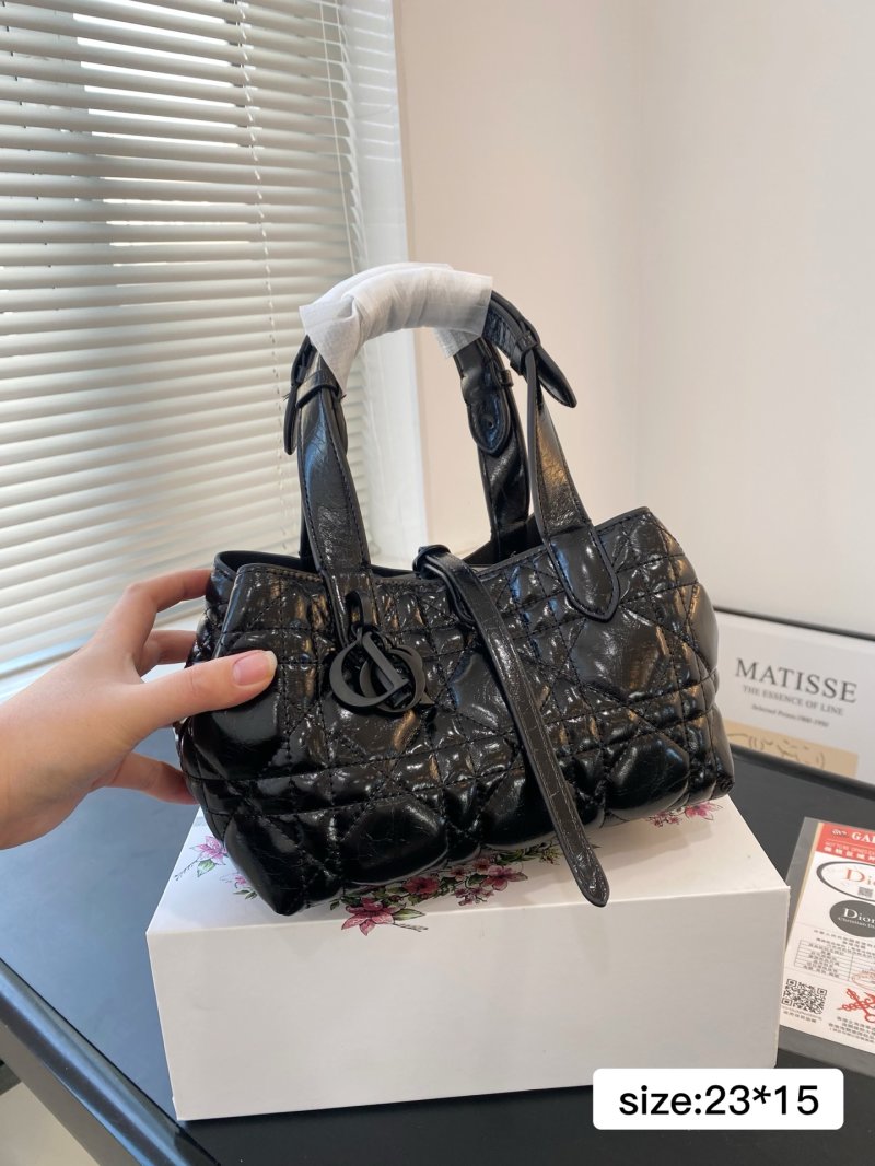 Dior Caro Quilted Black Tote Bag view