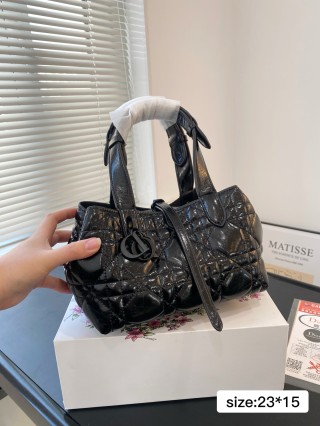 Dior Caro Quilted Black Tote Bag view 2