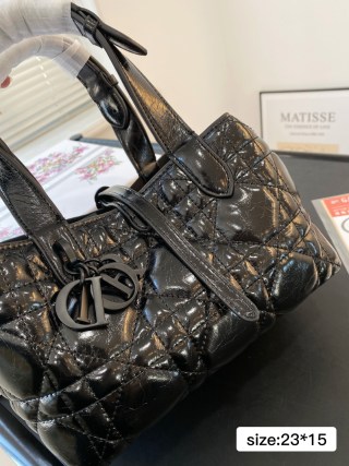 Dior Caro Quilted Black Tote Bag view 4