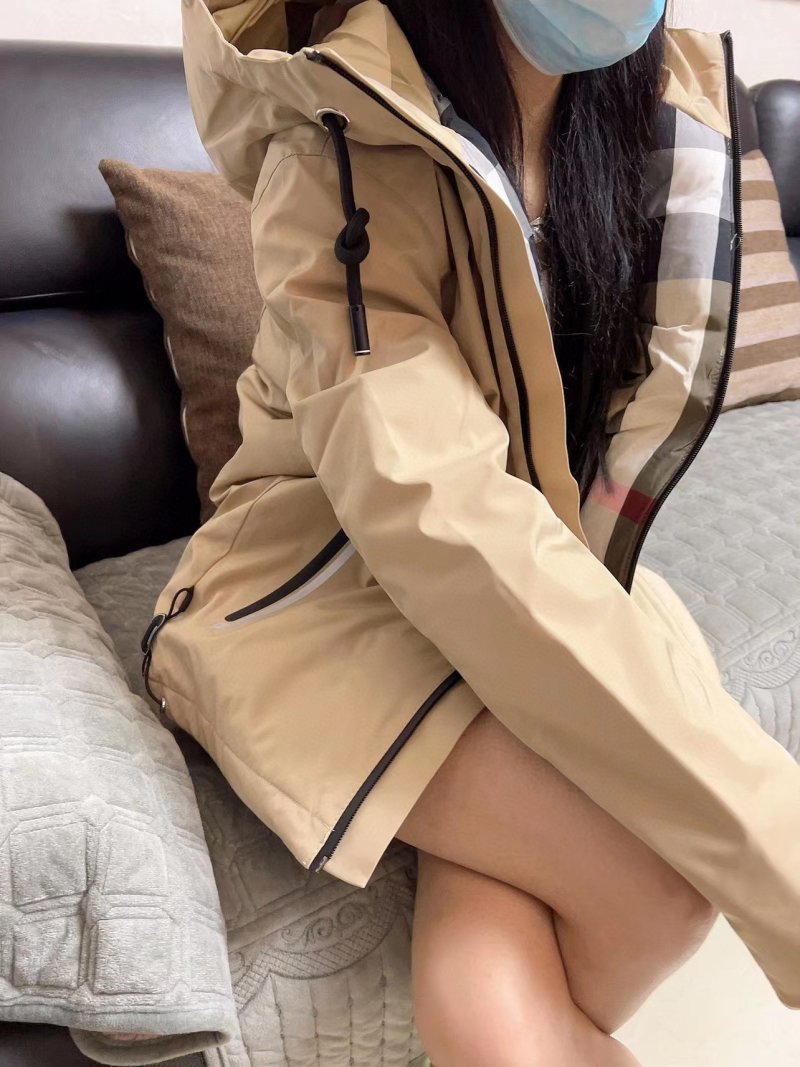 Beige Puffer Down Jacket with Drawstring Hood