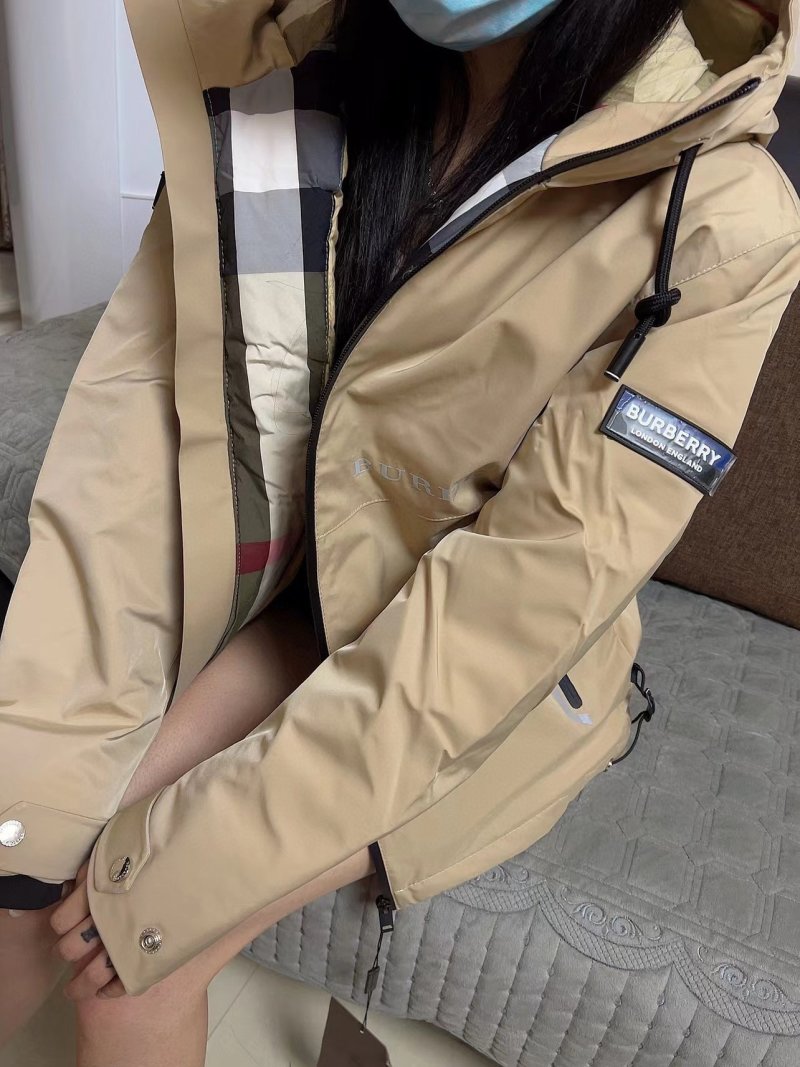 Beige Puffer Down Jacket with Drawstring Hood view