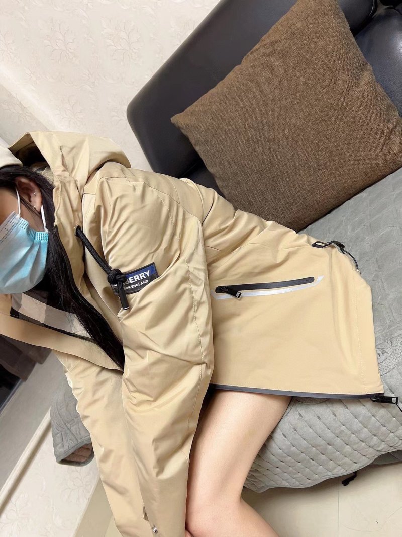 Beige Puffer Down Jacket with Drawstring Hood view