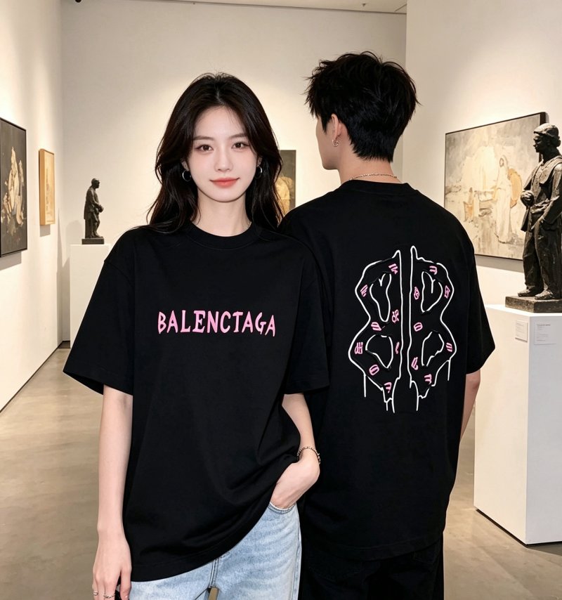 Black Oversized Graphic T-Shirt with Abstract Line Art Print view