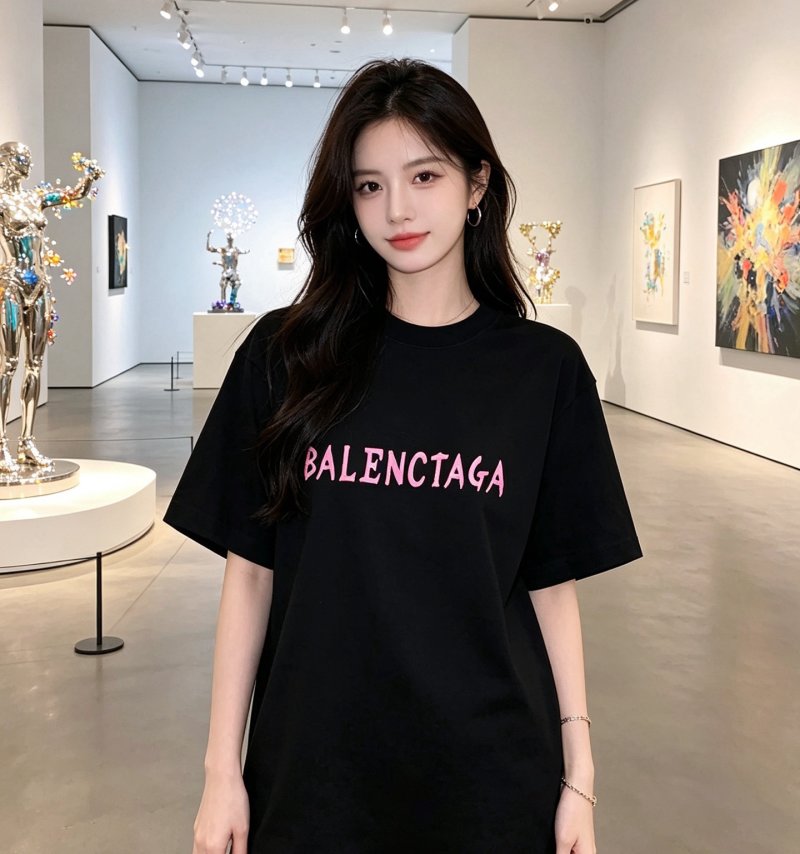 Black Oversized Graphic T-Shirt with Abstract Line Art Print view