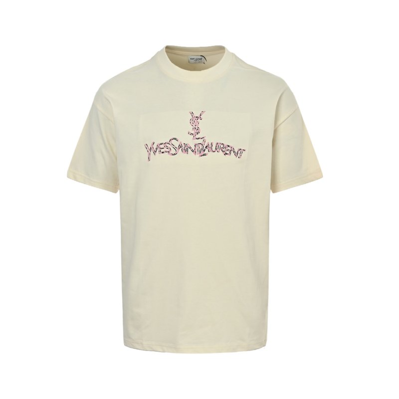 YSL Cream Logo Short Sleeve T-Shirt view