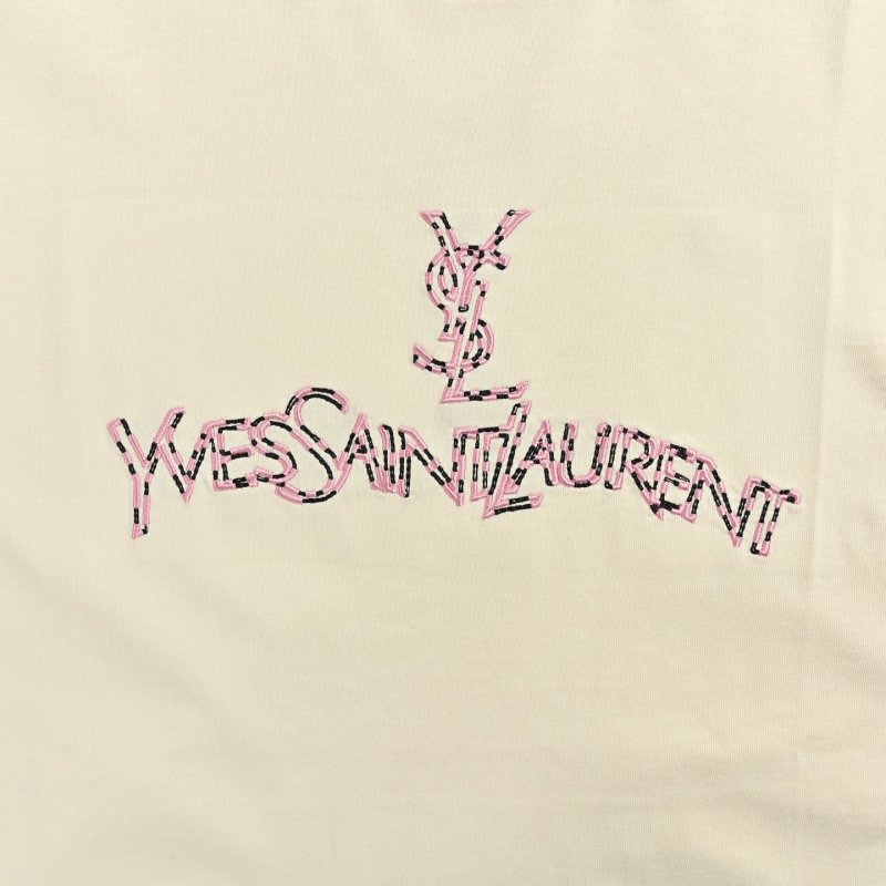YSL Cream Logo Short Sleeve T-Shirt view