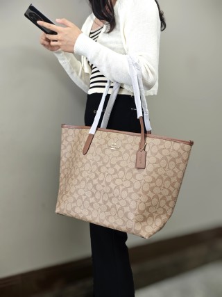 Coach City Tote Bag Beige Monogram