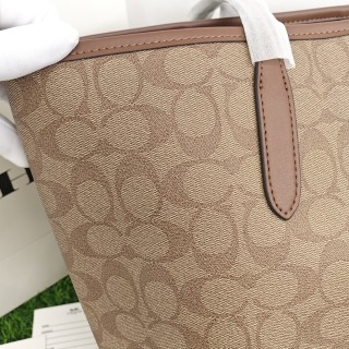 Coach City Tote Bag Beige Monogram view 6