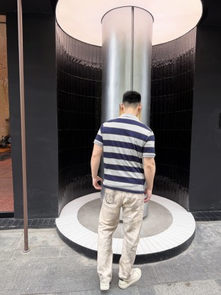 Miu Miu Navy & Grey Striped Polo Shirt view 8