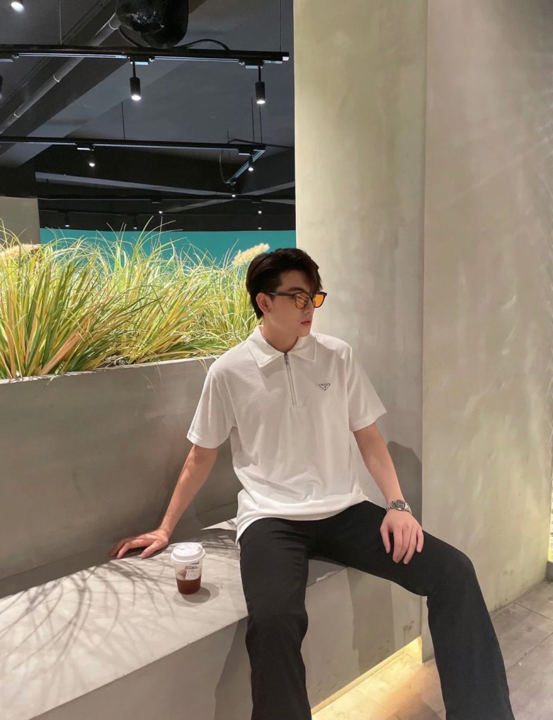 Prada White Short-Sleeve Polo Shirt