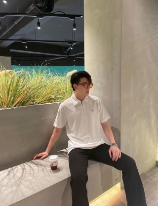 Prada White Short-Sleeve Polo Shirt
