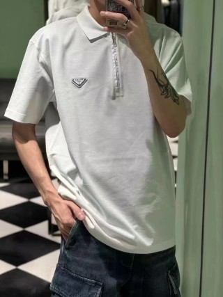 Prada White Short-Sleeve Polo Shirt view 4