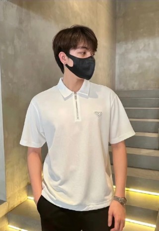 Prada White Short-Sleeve Polo Shirt view 6