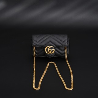 Gucci GG Marmont Mini Black Leather Chain Bag