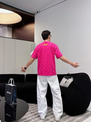 Louis Vuitton Monogram Embossed Hot Pink T-Shirt view 3