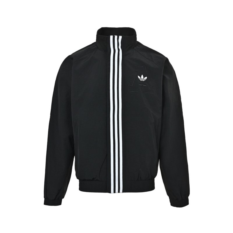 Adidas Black Track Jacket with White Stripes view
