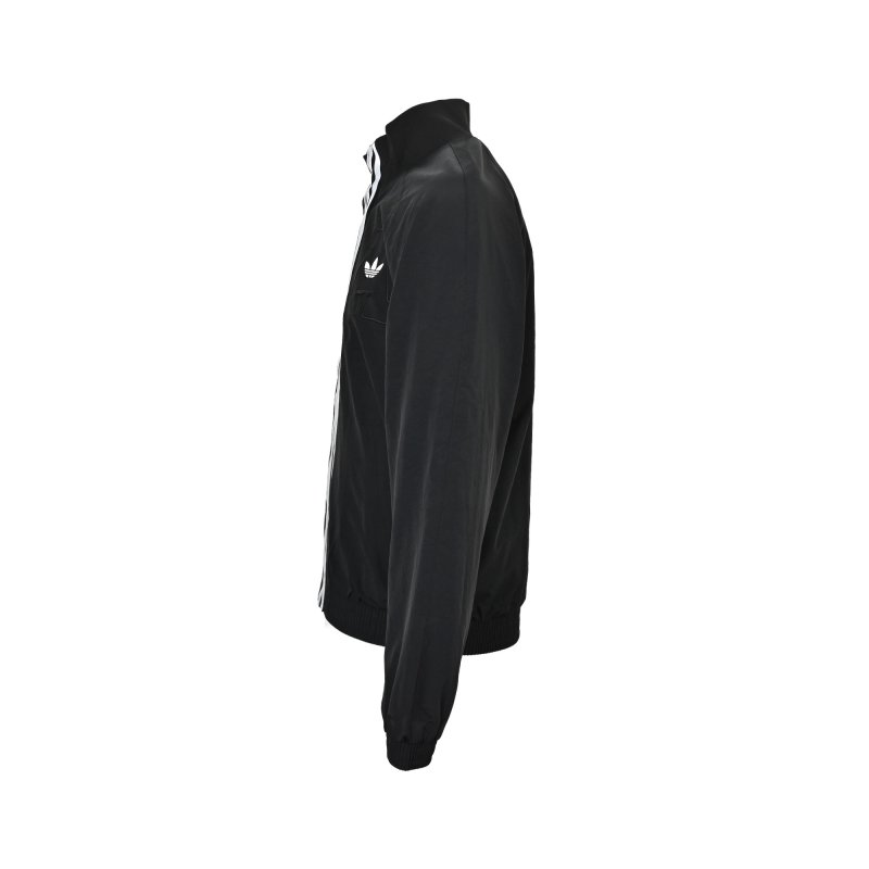 Adidas Black Track Jacket with White Stripes view